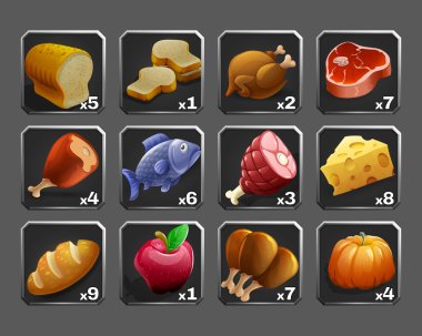 Oyunlar çizgi film simgeler kümesi. 