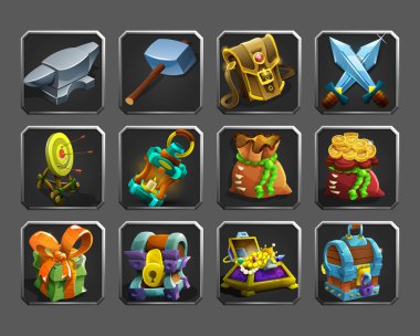 Oyunlar için dekorasyon simgeleri.  