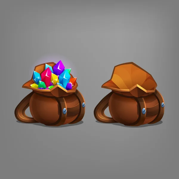 Bolsas con gemas, minerales — Vector de stock