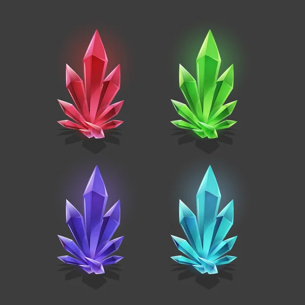 Set of cartoon game crystals. — Stock Vector