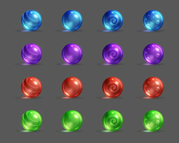 Conjunto de bolas mágicas vítreas coloridas — Vetor de Stock