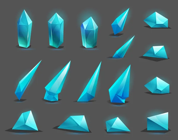 Conjunto de cristales de dibujos animados juego . — Vector de stock
