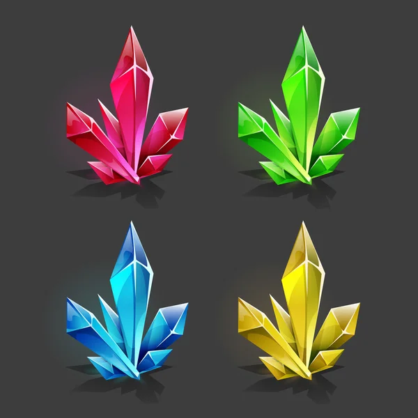 Set of cartoon game crystals. — Stock Vector