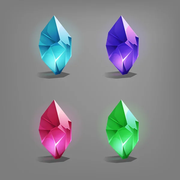 Conjunto de cristales de dibujos animados juego . — Vector de stock