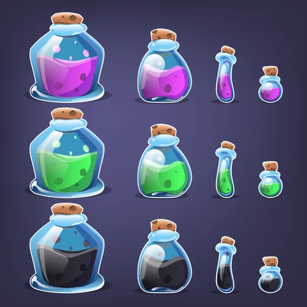Set de bouteilles de potion — Image vectorielle