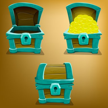 Chest set for game interface. clipart