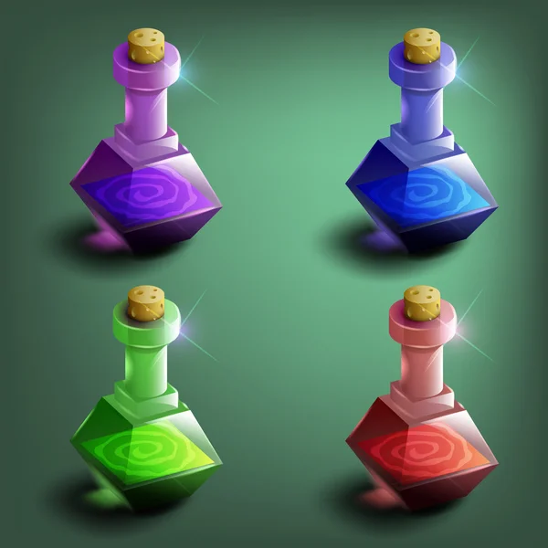 Set de bouteilles de potion — Image vectorielle