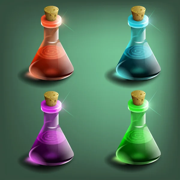 Set de bouteilles de potion — Image vectorielle