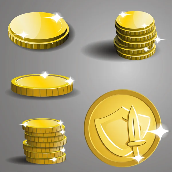 Golden Game Coins — Stock Vector