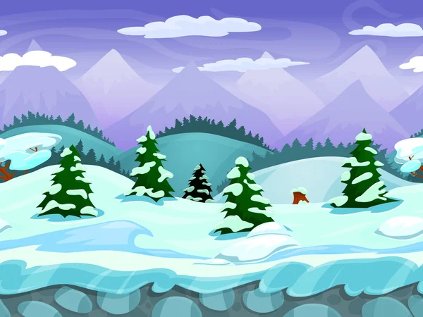 Naadloze cartoon winterlandschap — Stockvector