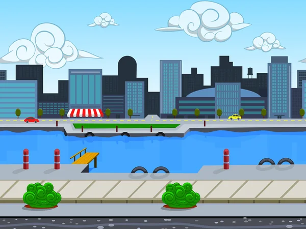 Seamless cartoon city landscape — Stock Vector