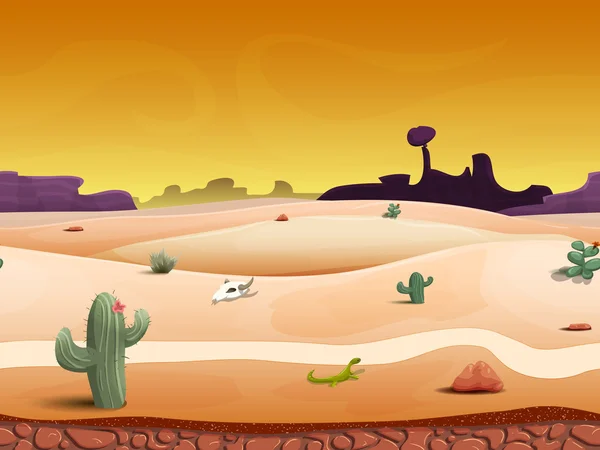 Безшовний мультяшний пустельний вечірній пейзаж — стоковий вектор