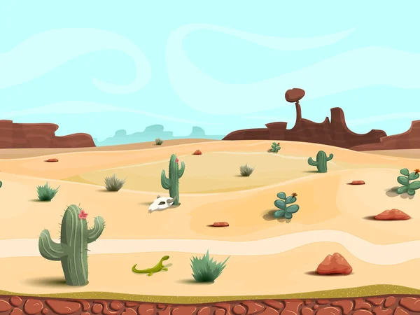 Seamless cartoon desert landscape