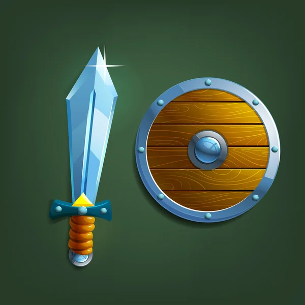 çizgi film kılıcı ve kalkanı.