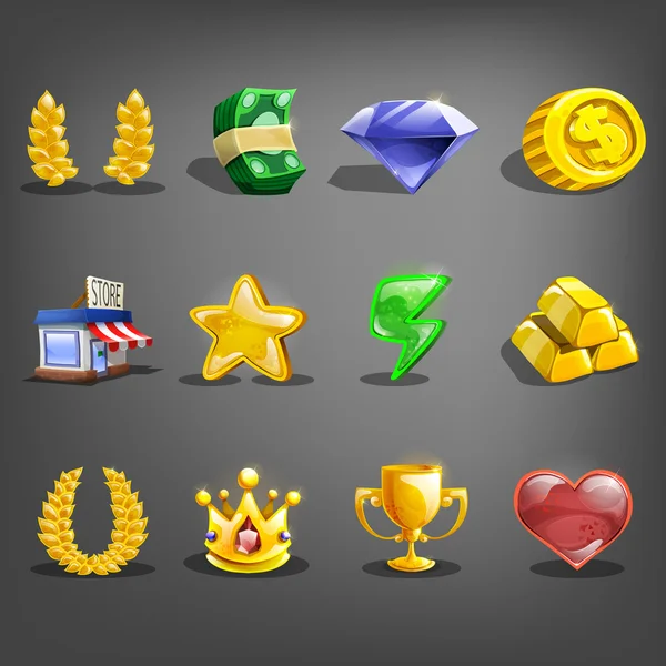 Iconos de decoración para juegos . — Vector de stock