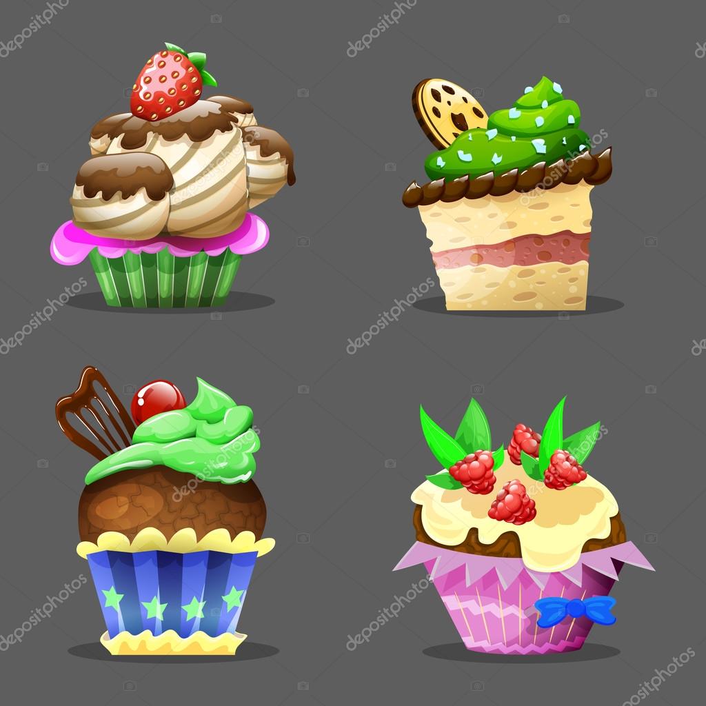 Pasteles de dibujos animados, comida dulce vector, gráfico vectorial ©  MrDeymos imagen #81648602