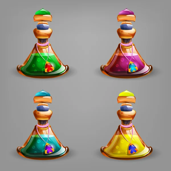 Cartoon flaskor potion. — Stock vektor