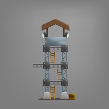 Çizgi film endüstriyel gözetleme kulesi.