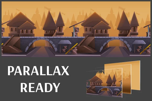 Kesintisiz çizgi film ortaçağ şehir manzarası