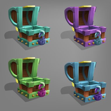 Boş hazine sandığı seti.