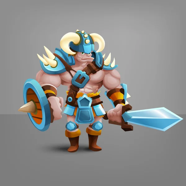 Cartoon barbarian warrior — Stock Vector