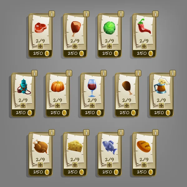 Conjunto de iconos de alimentos para juegos — Vector de stock