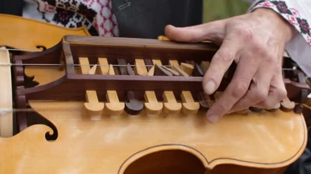 Traditionelles Ukrainisches Musikinstrument Wheel Lira — Stockvideo