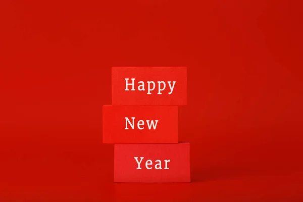 Happy New Year Red Minimal Trendy Concept Modern Composition Red — Stock Photo, Image