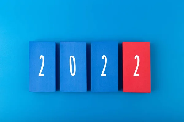 Новий Рік 2022 Синій Мінімальний Трендовий Концепт Сучасна Елегантна Композиція — стокове фото