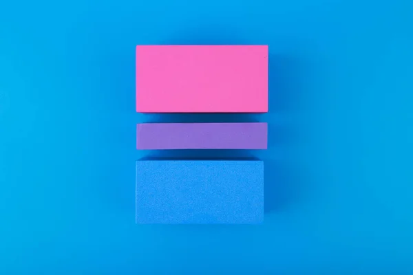 Vlak Gelegd Met Biseksuele Trots Vlag Gemaakt Van Kleurrijke Blokken — Stockfoto