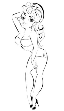 seksi pin-up kızı iç çamaşırı, vektör çizim
