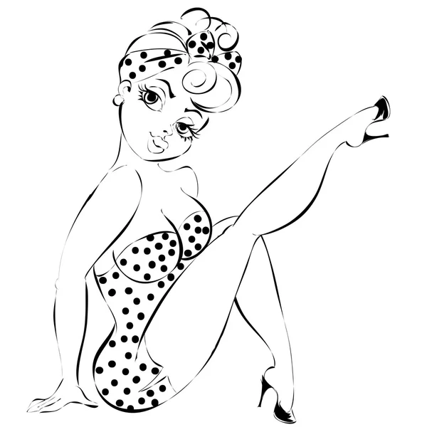 Sexy pin-up girl in lingerie, vector illustration — Stock Vector