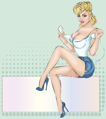 Telefon seksi Pin-up kadınla cevap arama
