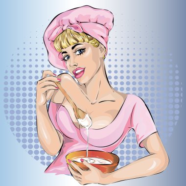 Pin-up aşçı kadın