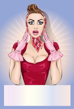 Pin-up merak kadın portre tabela ile