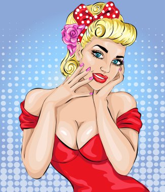 Sexy pop art woman portrait. Pin-up