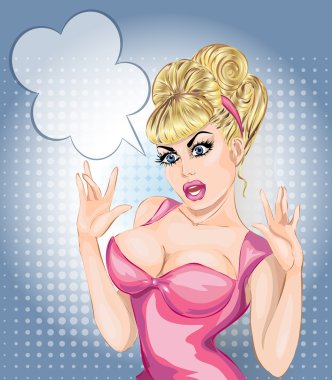 Seksi pop art kadın portre merak ediyorum. Pin-up