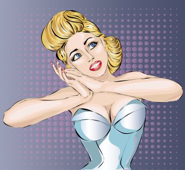 Pin-up woman dreaming clipart