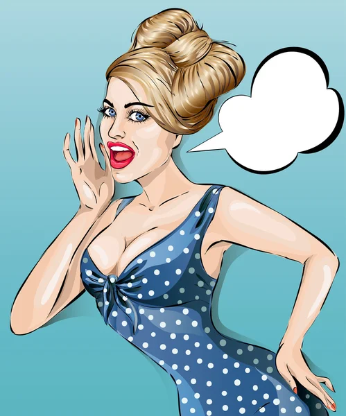 Sexy retrato de mujer de arte pop. Pin-up — Vector de stock