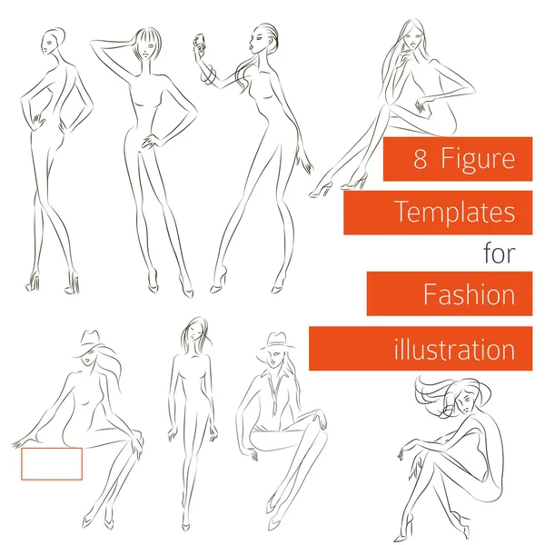 Figure templates for fashion illustration — Stock Vector