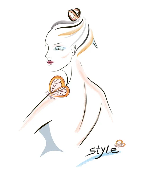 Retrato de moda — Vector de stock