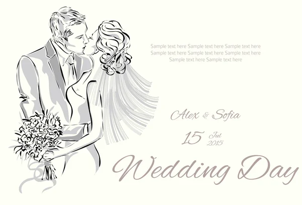 Düğün günü davetiyesi tatlı çiftle