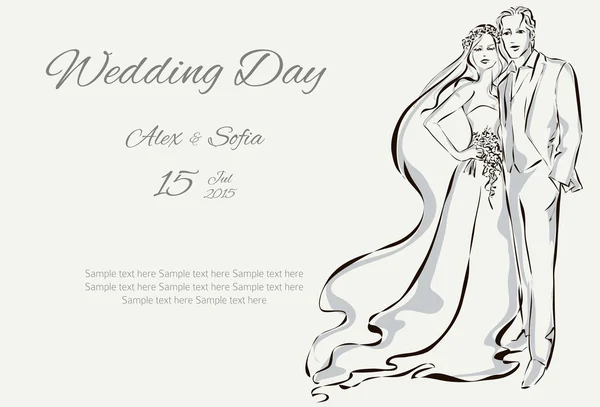 Düğün günü davetiyesi tatlı çiftle