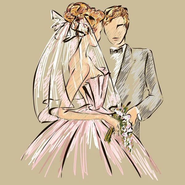 Приглашение на свадьбу с сладкой парой — стоковый вектор