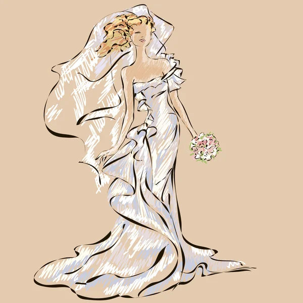 Invitación del día de la boda con hermosa prometida — Vector de stock