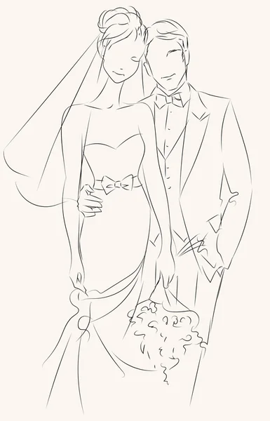 Приглашение на свадьбу с сладкой парой — стоковый вектор