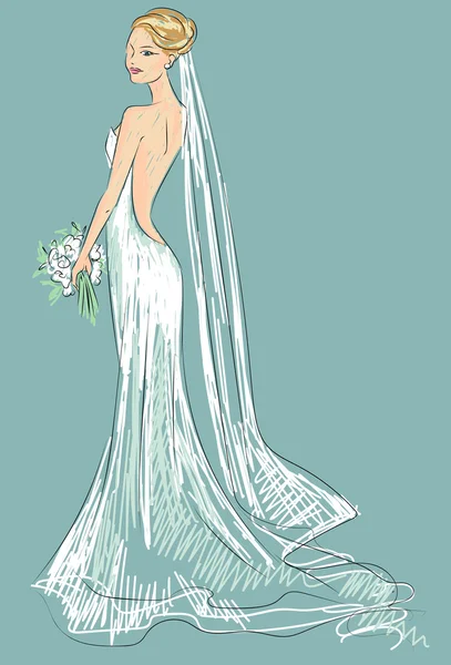 Приглашение на свадьбу с красивой невестой — стоковый вектор
