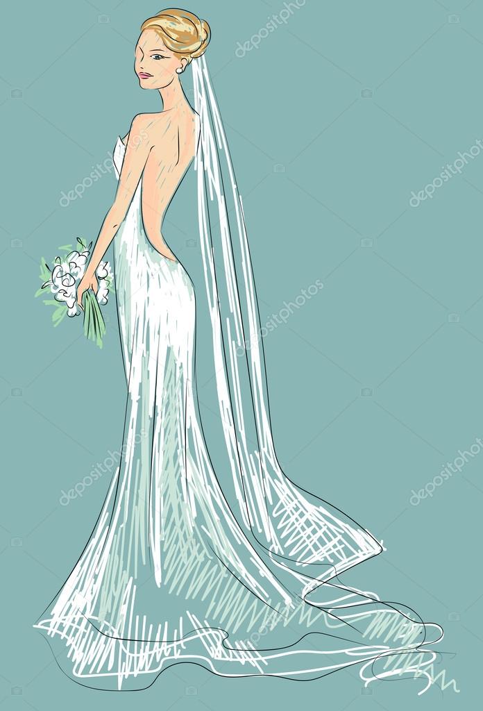 Woman in Underwear and Ball Gown Wedding Dress. Stock Vector - Illustration  of girl, boutique: 56201978