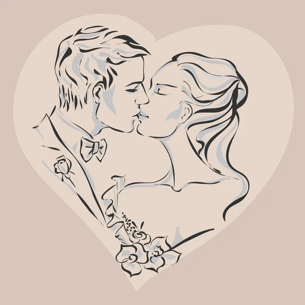 Invitación Día de la boda con novia y novio vector ilustración — Archivo Imágenes Vectoriales