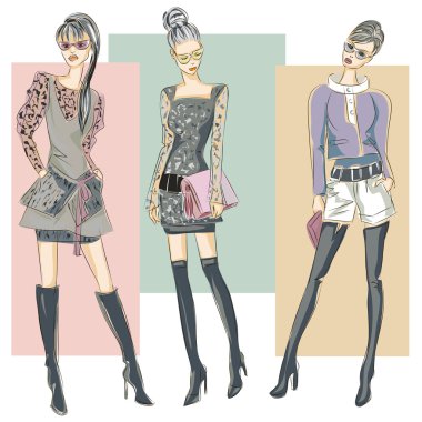 Moda modelleri sonbahar kış stil kroki